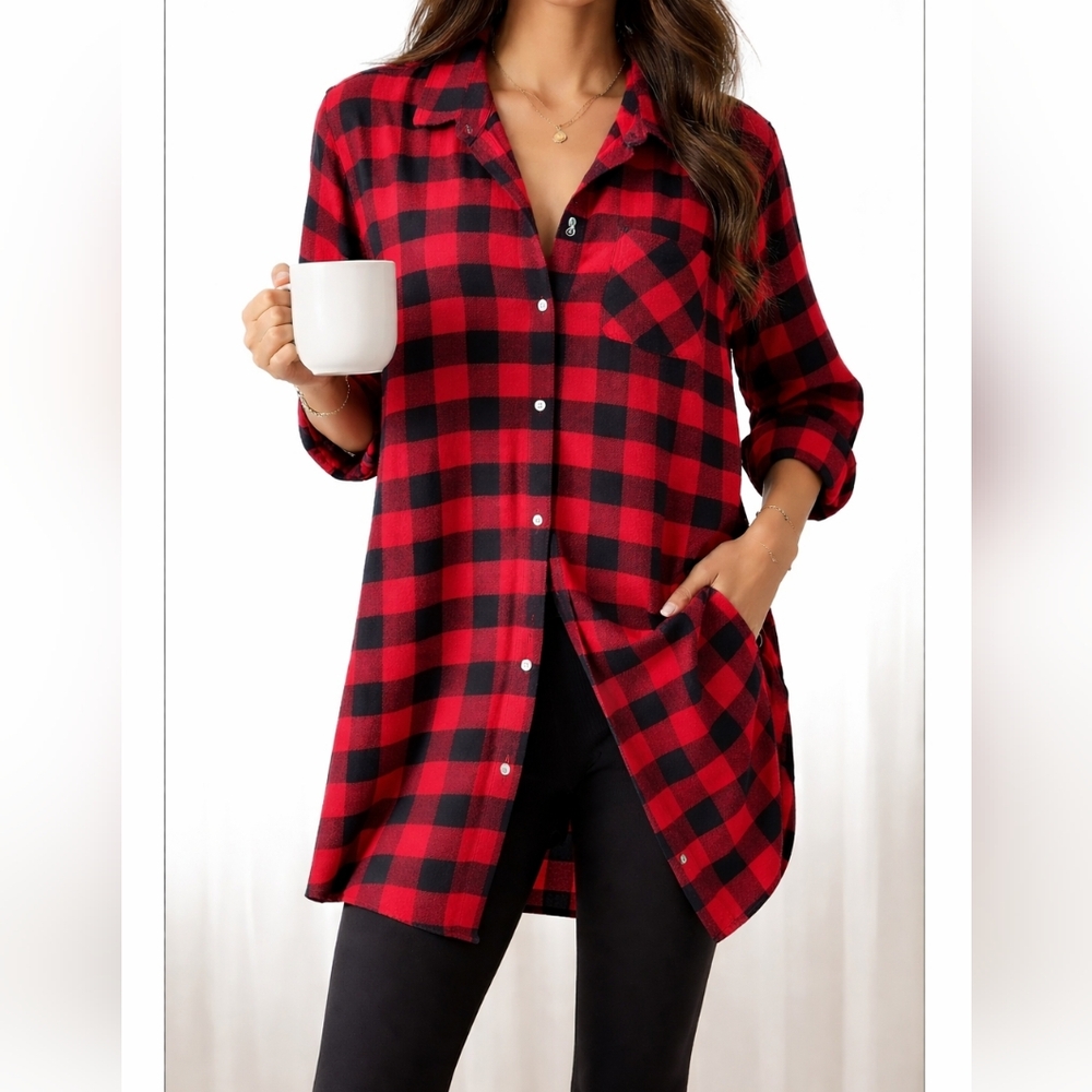 Plaid Shirt Dress XL